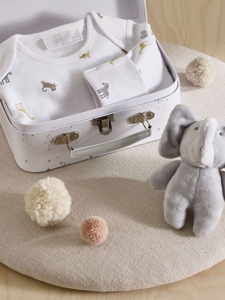The White Company 100% Cotton Safari Suitcase White Gift Set (N70056) | £40