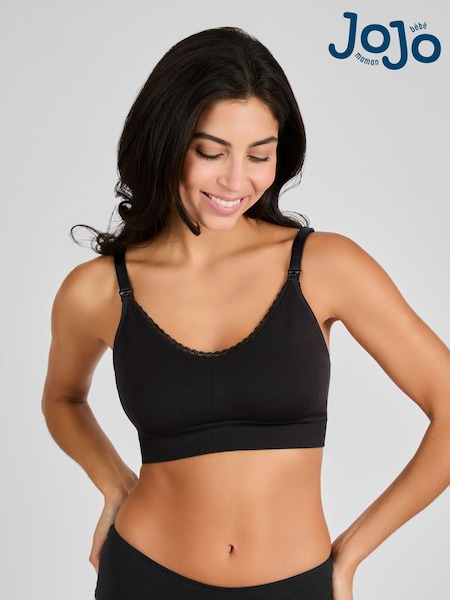 Emma Jane Black Emma-Jane Lace Trim Seamless Maternity & Nursing Bra (N70805) | £18