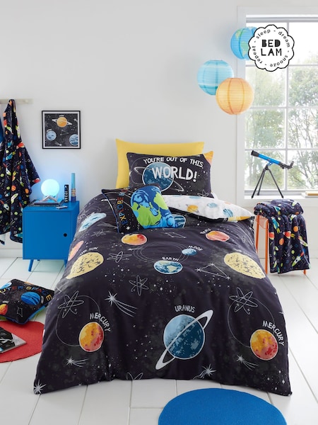 Bedlam Black Outer Space Glow in the Dark Duvet Cover Set (N70881) | £20 - £30