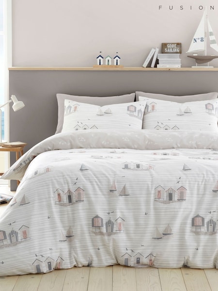 Fusion Natural Beach Huts Easycare Duvet Cover Set (N70904) | £20 - £35