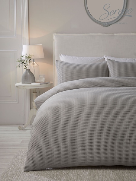 Serene Silver Lindly Textured Duvet Cover Set (N70909) | £25 - £50