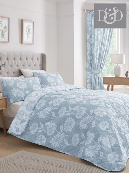Dreams & Drapes Blue Chrysanthemum Reversible Bedspread (N70913) | £50