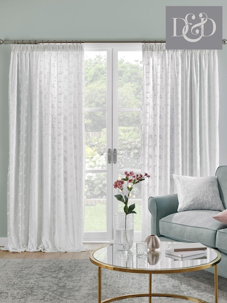 Dreams & Drapes Ivory Sophia Luxury Sheer  Pair of Pencil Pleat Pencil Pleat Curtains (N70937) | £30 - £80