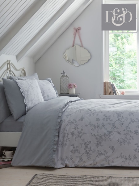 Dreams & Drapes Grey Kristen Frill Detail Duvet Cover Set (N70941) | £25 - £40