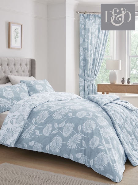 Dreams & Drapes Blue Chrysanthemum Reversible Duvet Cover Set (N70955) | £23 - £43
