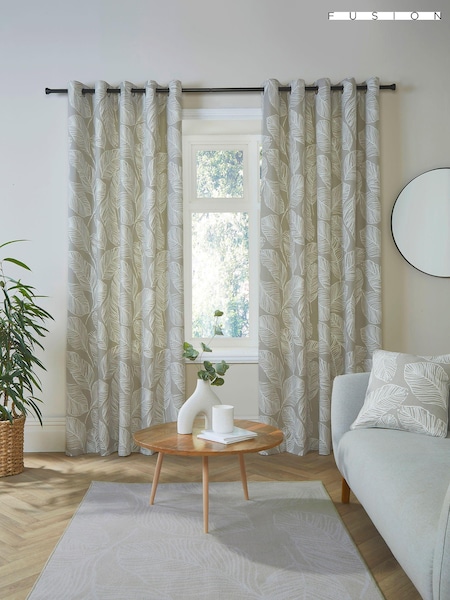 Fusion Natural Matteo 100% Cotton Pair of Eyelet Curtains (N70982) | £30 - £80