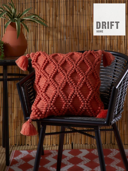 Drift Home Terracotta Red Alda Outdoor Textured Filled Cushion (N70987) | £16