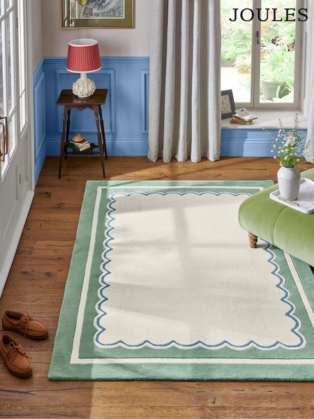 Joules Green Chalfield Scallop Wool Tufted Rug (N70995) | £160 - £385