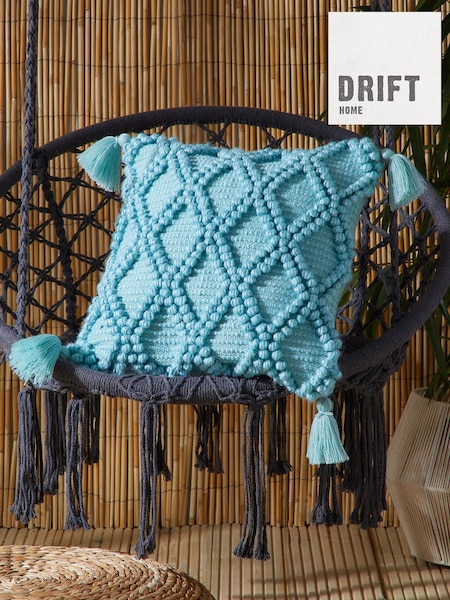 Drift Home Duck Egg Alda Outdoor Textured Filled Cushion (N71011) | £16