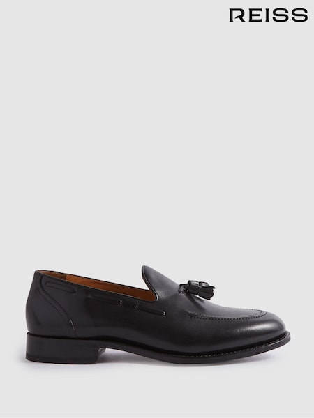 Reiss Black Clayton Leather Tassel Loafers (N71519) | £248