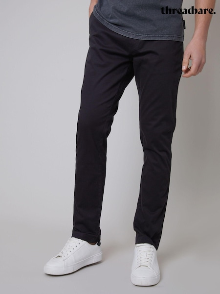 Threadbare Black Cotton Slim Fit Chino Trousers With Stretch (N71599) | £32