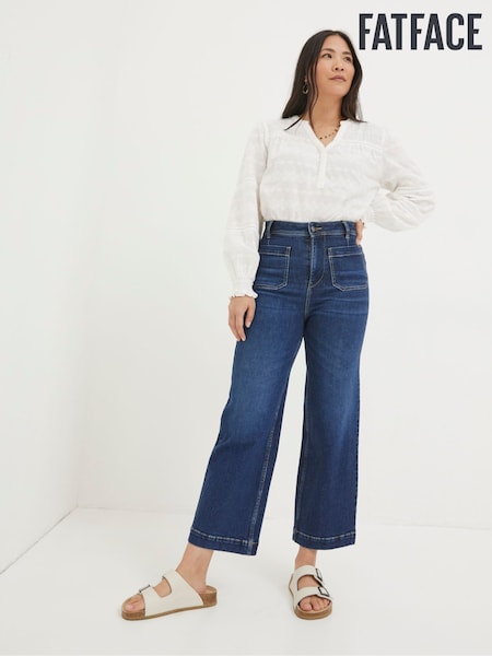 FatFace Keswick Blue Wide Leg Crop Jeans (N71876) | £59
