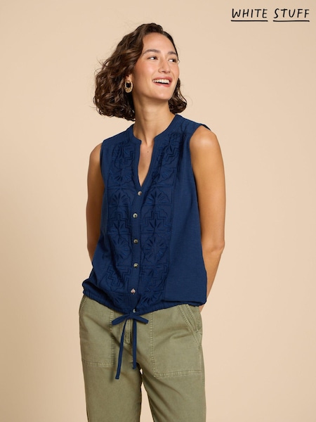 White Stuff Blue Tulip Jersey Sleeveless Shirt (N72378) | £35