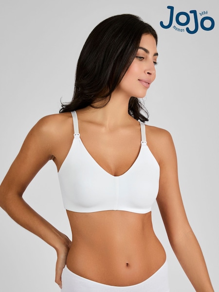 JoJo Maman Bébé White Microfibre Moulded Maternity & Nursing Bra (N72400) | £25