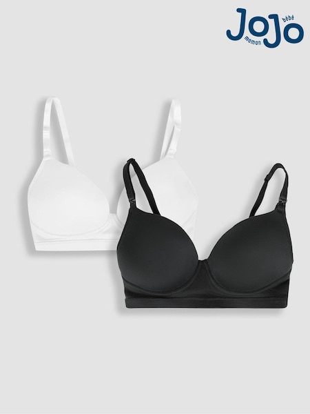JoJo Maman Bébé Black 2-Pack Maternity & Nursing T-Shirt Bras (N72404) | £40