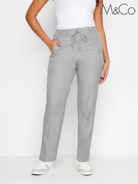 M&Co Grey Regular Relaxed Tapered Trousers (N72586) | £34