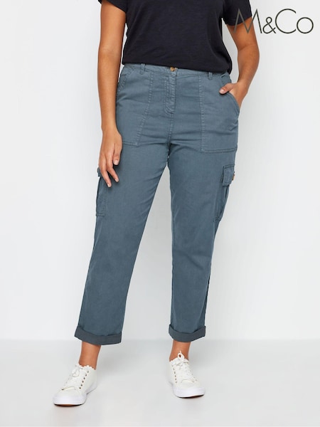 M&Co Blue Petite Cargo Trousers (N72597) | £34
