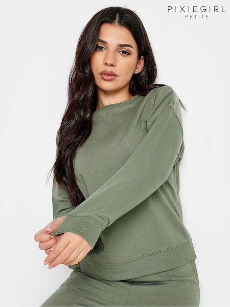 PixieGirl Petite Sage Green Crew Neck Sweatshirt (N72762) | £22
