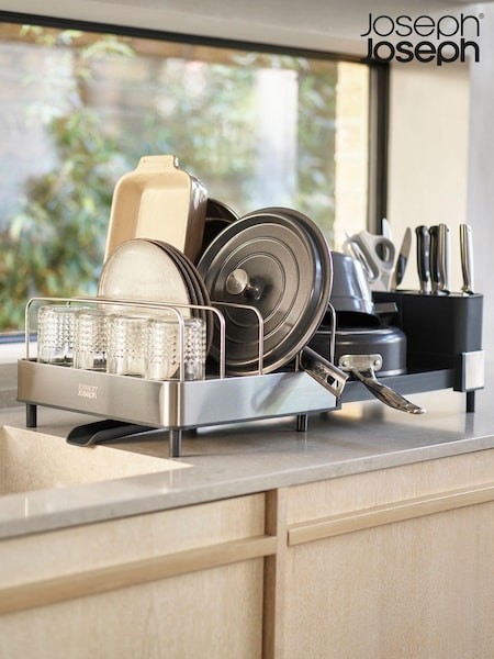 Joseph Joseph Anthracite Expanding Cookware Dish Rack With Draining Spout (N73375) | £90
