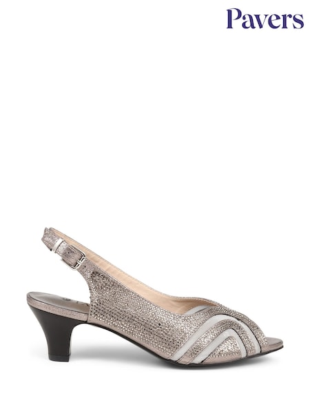 Pavers Natural Pavers Black Slingback Evening Heels (N73384) | £38