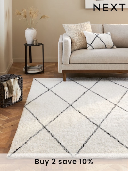 Black/White Smart Global Berber Washable Rug (N73833) | £40 - £160