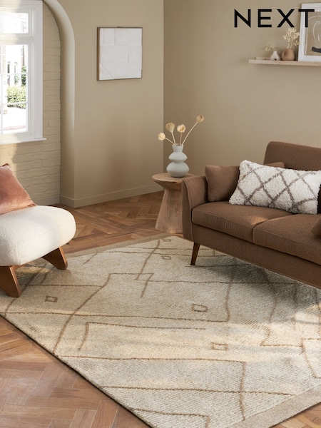 Natural Elma Berber Border Ribbed Rug (N73839) | £75 - £255