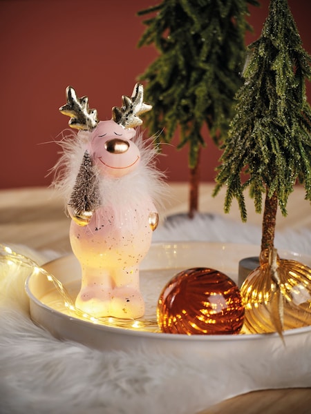 Decoris Pink Terracotta Christmas Deer Decoration (N73862) | £13