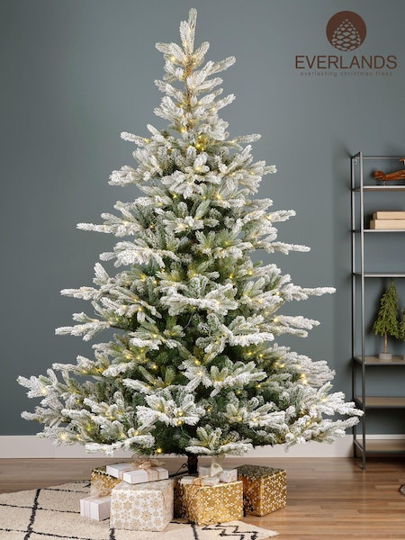 Everlands Green/White Pre Lit Micro LED Grandis Fir Snowy Christmas 8ft Tree (N74490) | £320