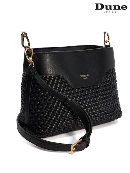 Dune London Black Dinidelphie Medium Woven Grab Bag (N74510) | £99