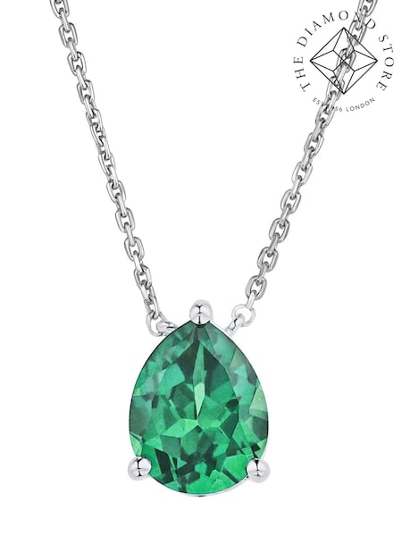 The Diamond Store Green 3.5ct Lab Diamond Pear Necklace (N74614) | £165