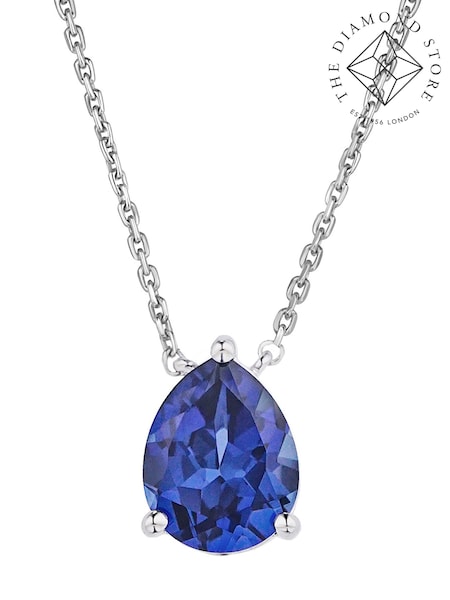 The Diamond Store Blue 3.5ct Lab Diamond Pear Necklace (N74623) | £165