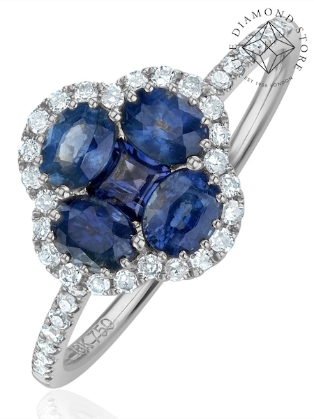 The Diamond Store Saphire White Gold 1.01ct Diamond 9k Gold Clover Ring (N74626) | £899