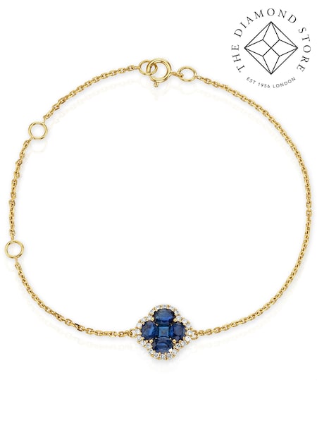 The Diamond Store Saphire 1.01ct Diamond 9k Gold Clover Bracelet (N74638) | £775