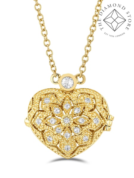 The Diamond Store White Topaz And Lab Diamond Heart Locket (N74661) | £109