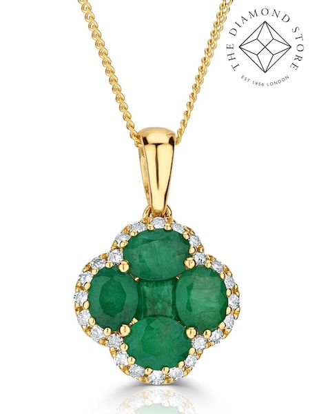 The Diamond Store Saphire 1.08ct Diamond 9k Gold Clover Necklace (N74681) | £695