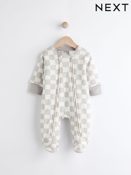 White/Grey 2.5 Tog Wadded Zip Sleepsuit (N74898) | £18 - £20
