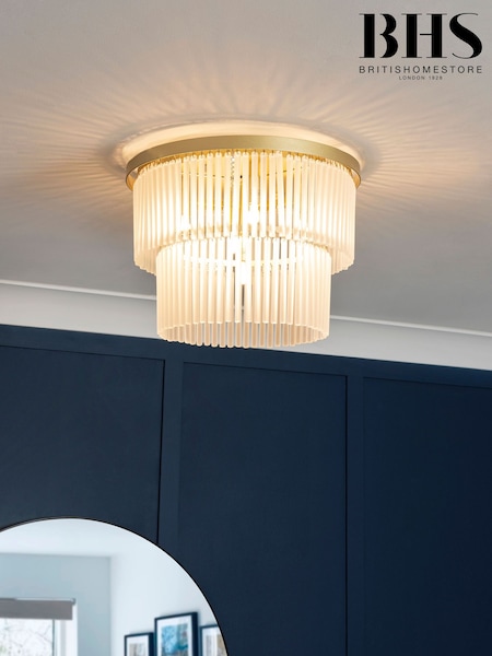 BHS Satin Brass Aubrey Ceiling Flush Fitting Light (N75111) | £110