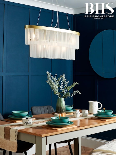 BHS Satin Brass Aubrey Oval Diner Pendant Ceiling Light (N75113) | £240