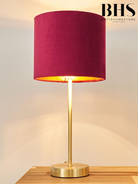 BHS Raspberry Red Velvet Table Lamp (N75115) | £28