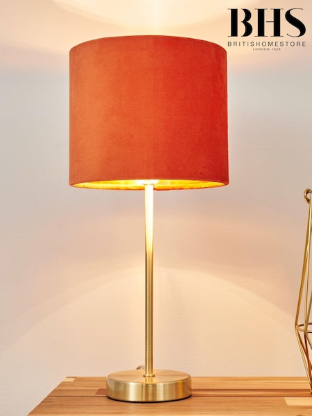 BHS Burnt Orange Velvet Table Lamp (N75117) | £28