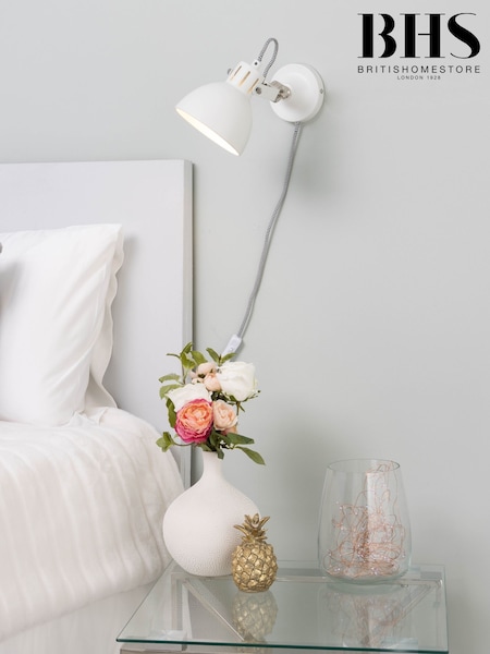 BHS White Daria Plug In Wall Light (N75133) | £25