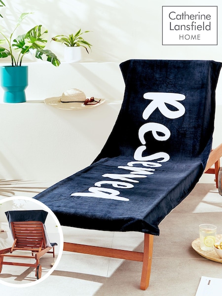 Catherine Lansfield Black 100% Cotton Reserved Extra Long Beach Towel (N75141) | £16