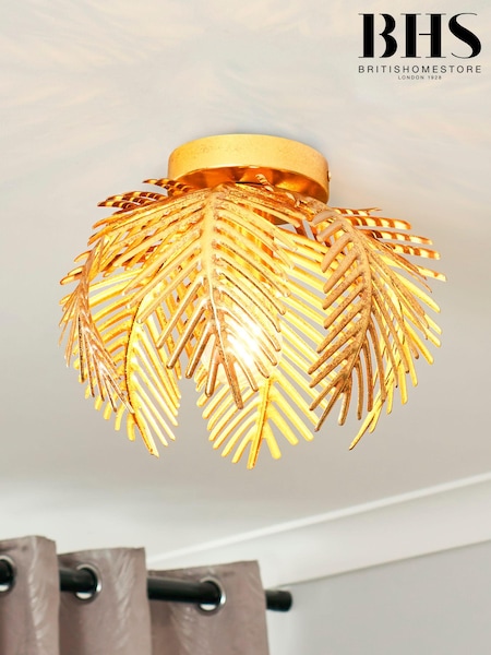 BHS Satin Brass Brookby Flush Ceiling Fitting Ceiling Light (N75153) | £90