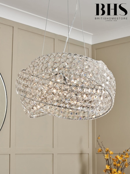 BHS Chrome Cypress 5 Light Crystal Rings Pendant Ceiling Light (N75191) | £180