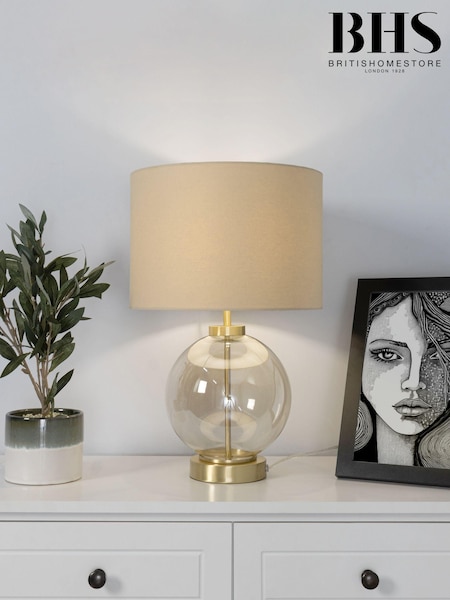 BHS Satin Brass Metro Mini Glass Sphere Table Small Lamp (N75200) | £70