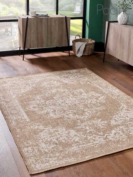 Pacific Natural/White Garden Vintage Design Rectangular Rug (N75223) | £100