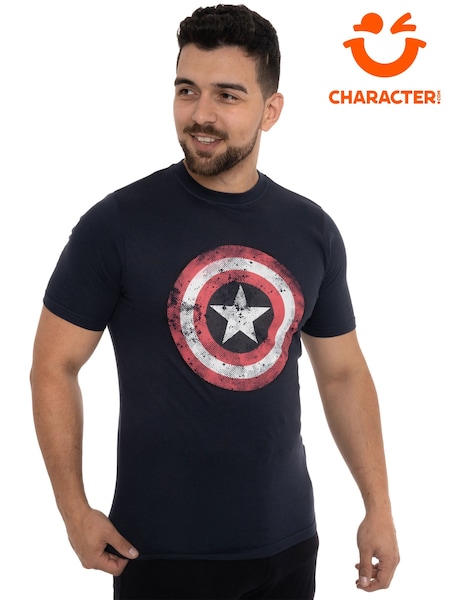 Character Blue Captain America 100% Cotton T-Shirt (N75350) | £17