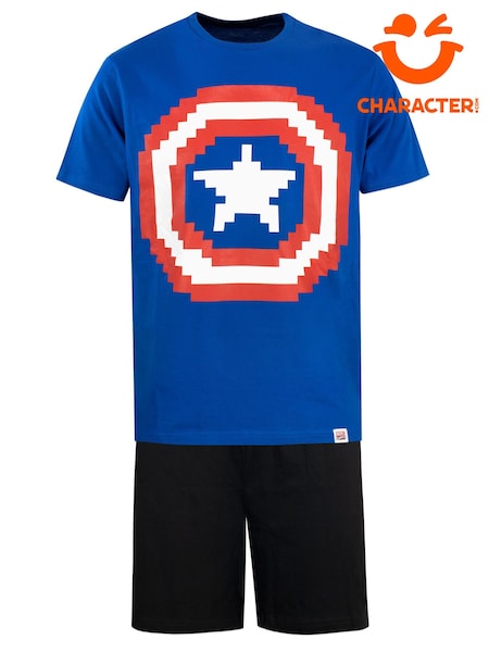 Character Sky Blue Captain America Short 100% Cotton Pyjamas (N75481) | £19