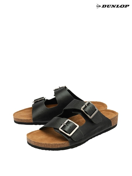 Dunlop Black Twin Buckle Footbed Mens Mules (N75562) | £35