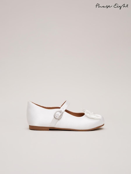 Phase Eight Cream Satin Bow Front Shoes (N76324) | £35